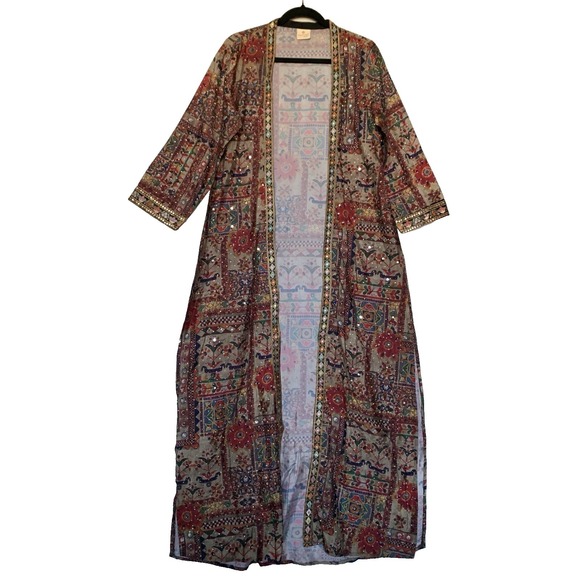 Sayuri Other - Sayuri Designer Indian Duster Jacket Mirror Work Boho Kimono Phulkari Lagenlook
